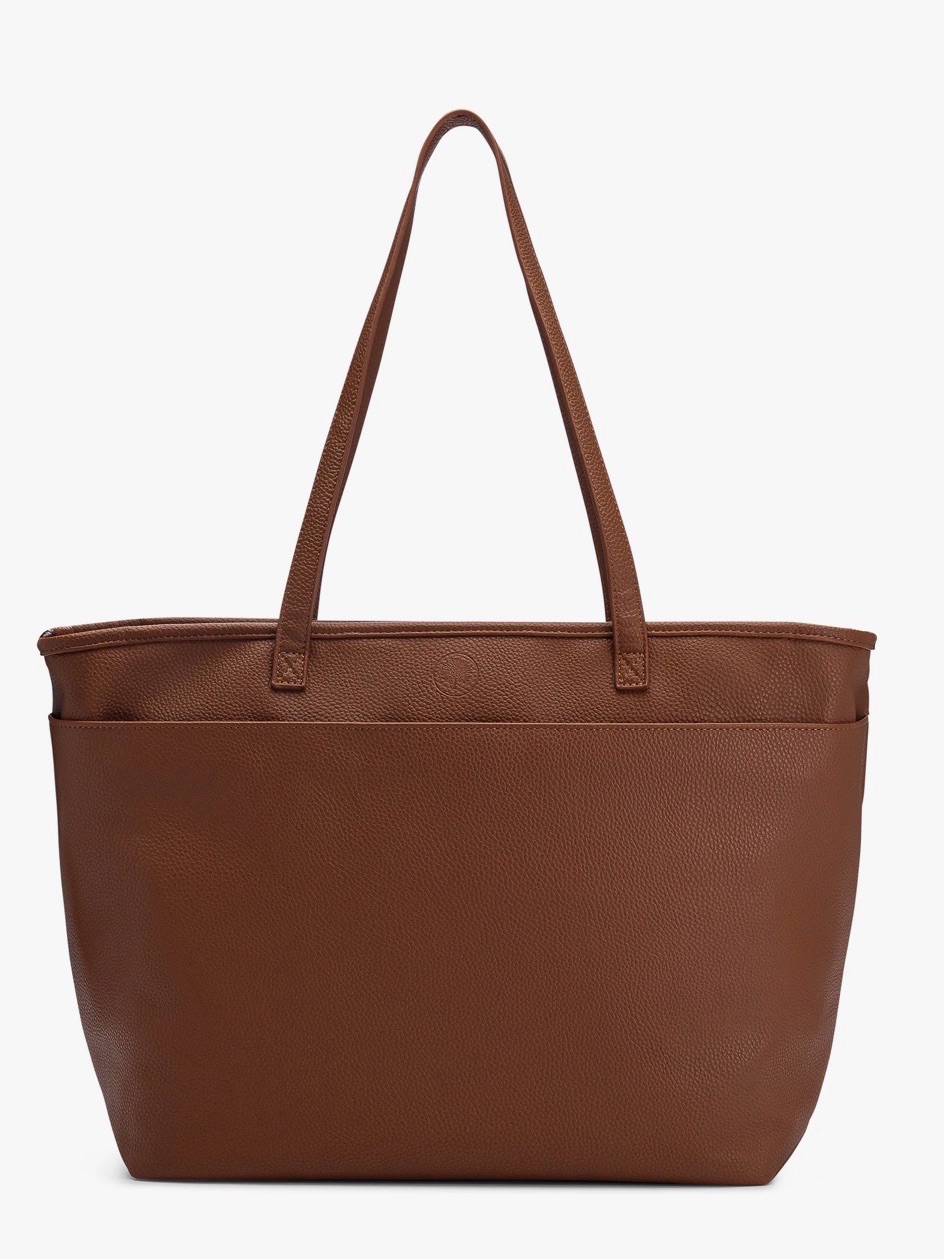 Everyday Brown Leather Tote Bag With Shoulder Straps